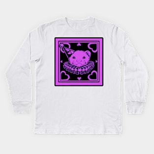 Love Ferret In Purple - Black Outlined Version Kids Long Sleeve T-Shirt